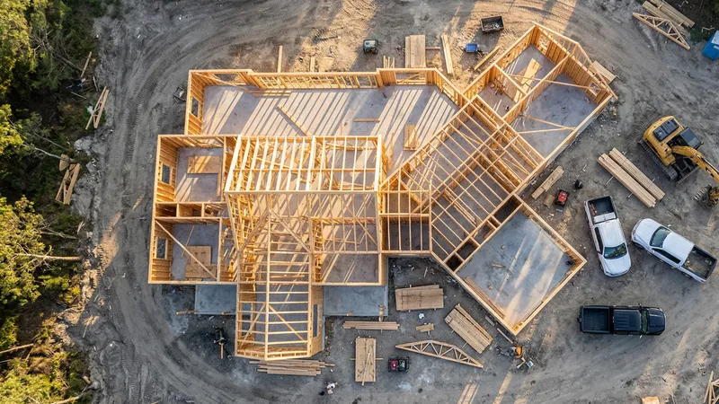Drone monitoring construction site progress from above