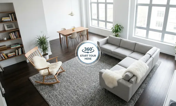 3D virtual tour of a property interior and exterior