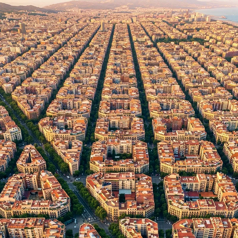 Aerial drone photograph of a city